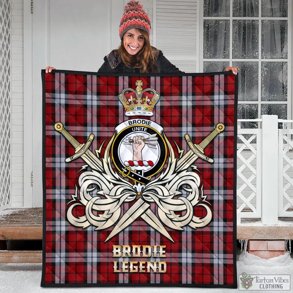 Brodie Dress Tartan Quilt with Clan Crest and the Golden Sword of Courageous Legacy