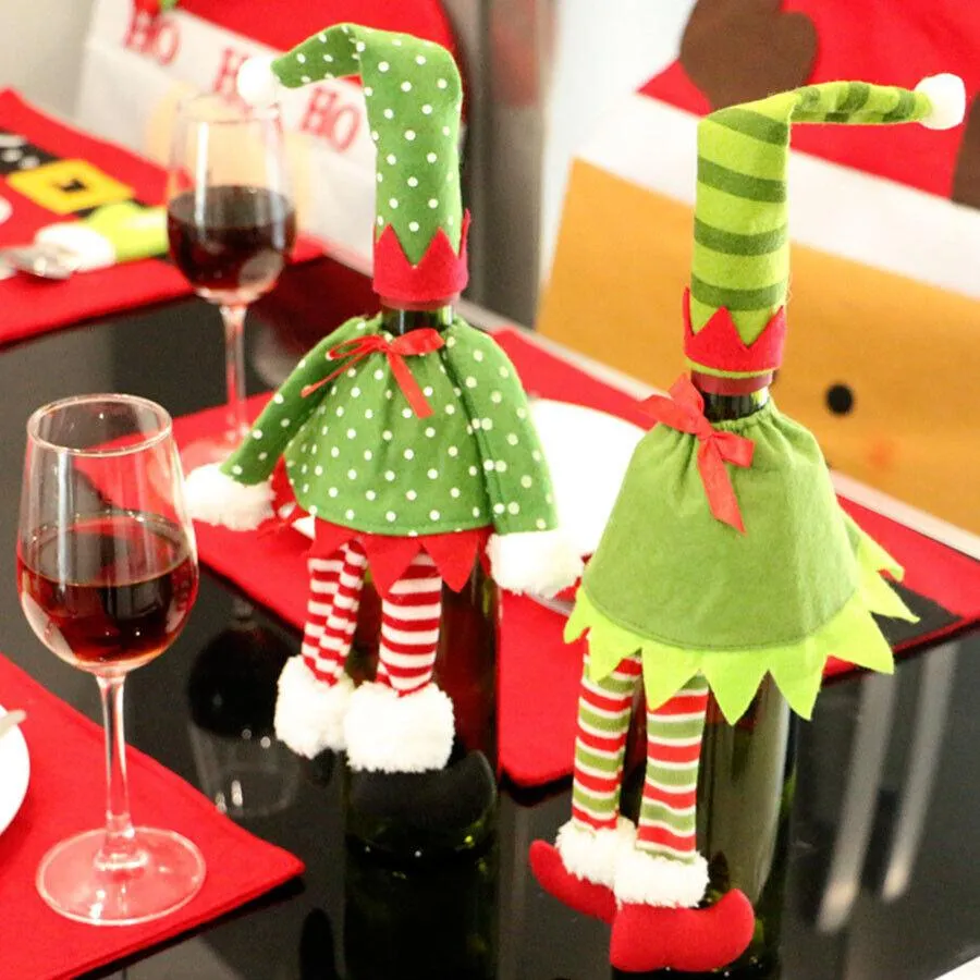 Christmas Elf Wine Bottle Covers Clothes Decoration