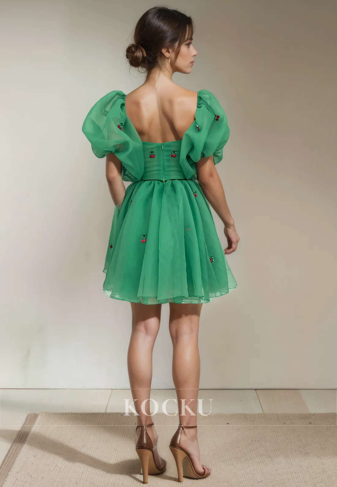Classic & Timeless Off-Shoulder Short sleeves A-Line Embroidery Party Homecoming Dress