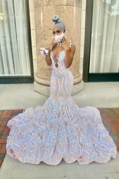 Fabulous High Neck Lace Floor-length Mermaid Prom Dresses