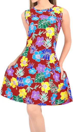 LA LEELA Women Swimsuit Beach Cover Up  Dress Swimwear US 14 [L] Red_V571