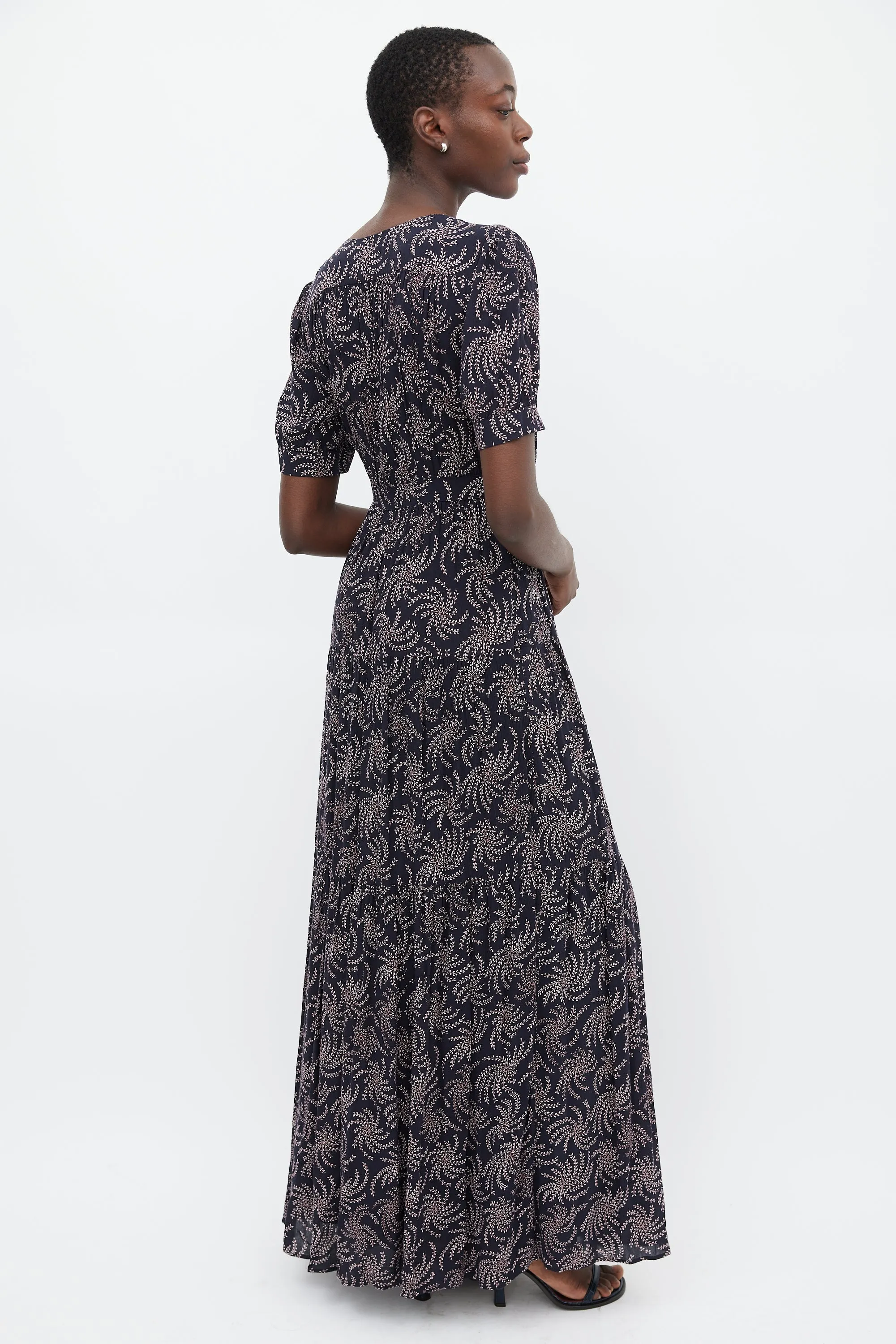 Navy & Pink Floral Wrap Dress