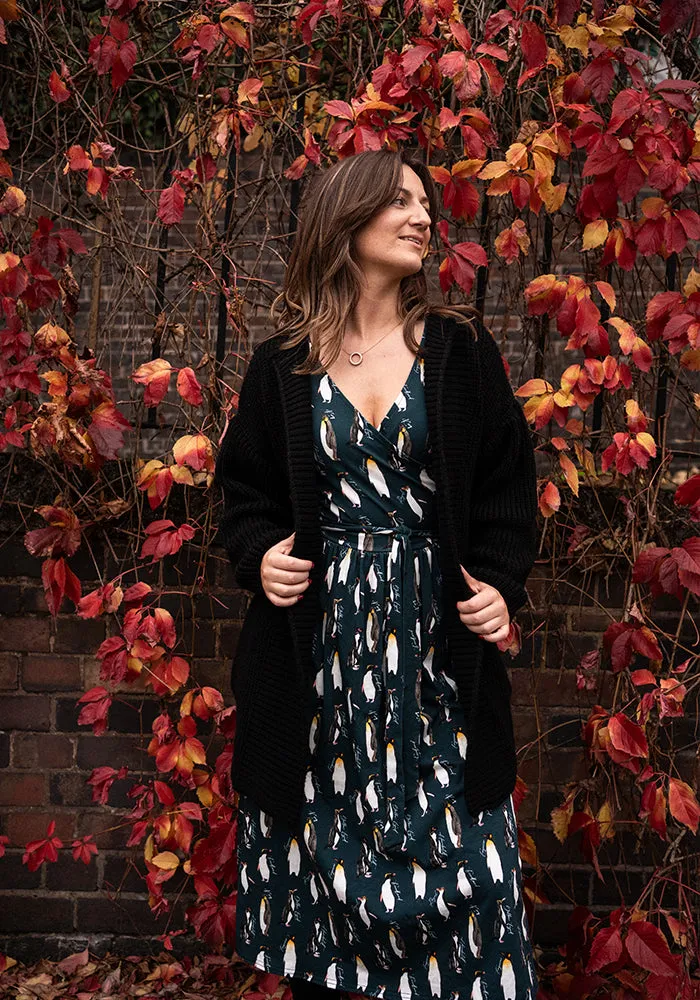Opaline Penguin Print Cotton Midi Dress