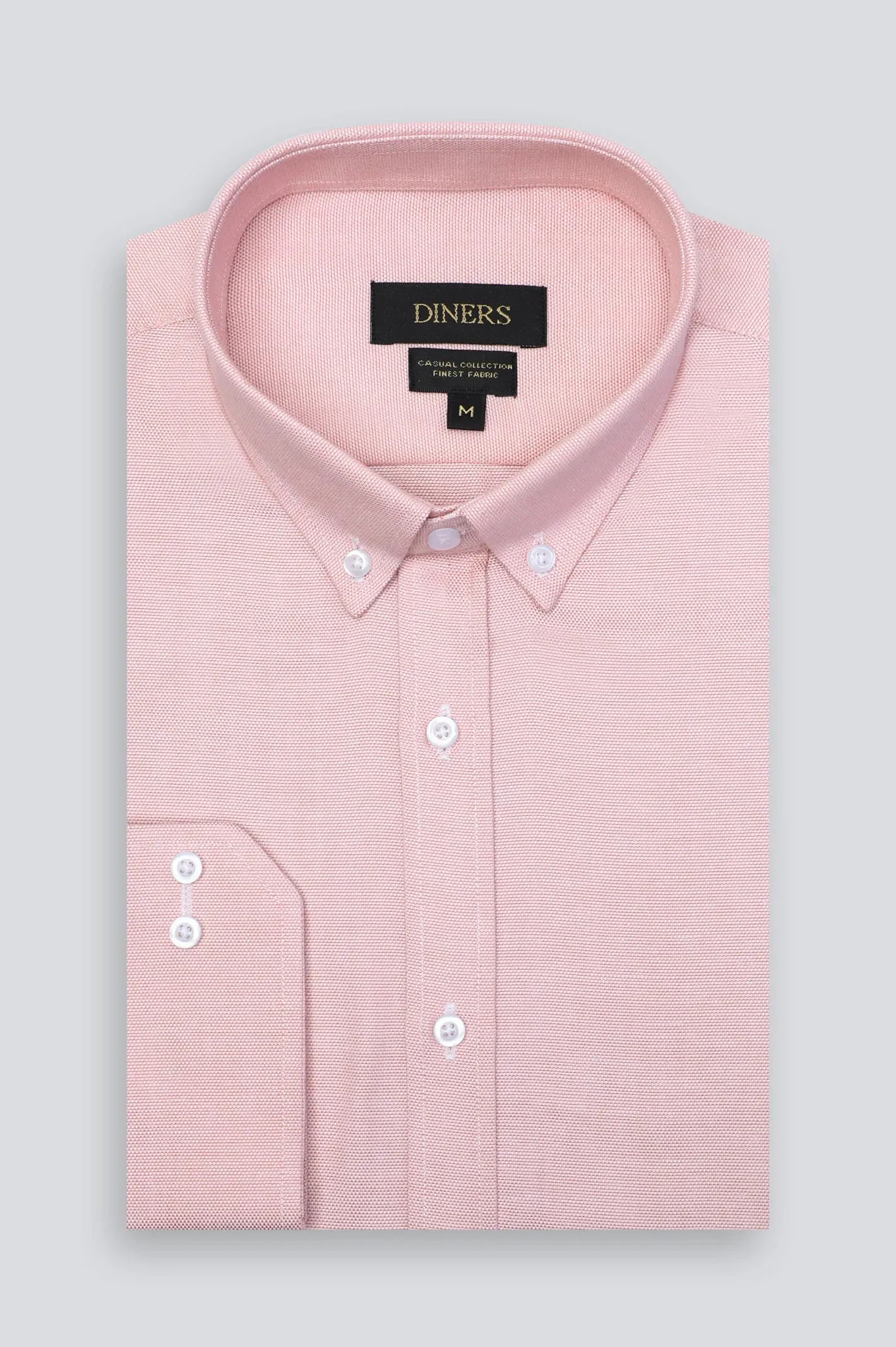 Peach Oxford Textured Casual Shirt