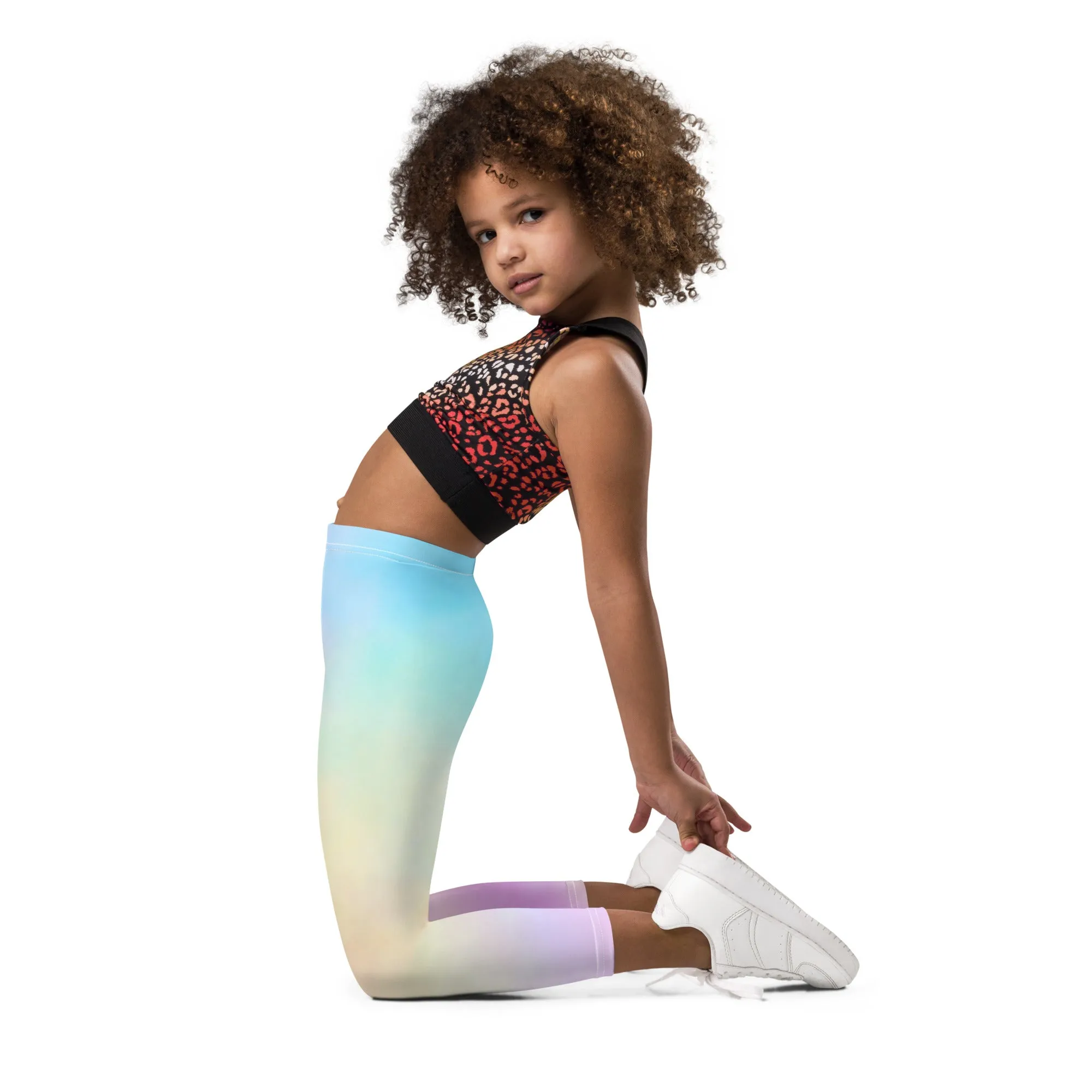 Pink Abstract Kid's Leggings, Abstract Cute Premium Bestselling Kid's Leggings- Made in USA/EU