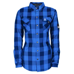 Protective Flannel Shirt for Women - Blue Checkered with Pads