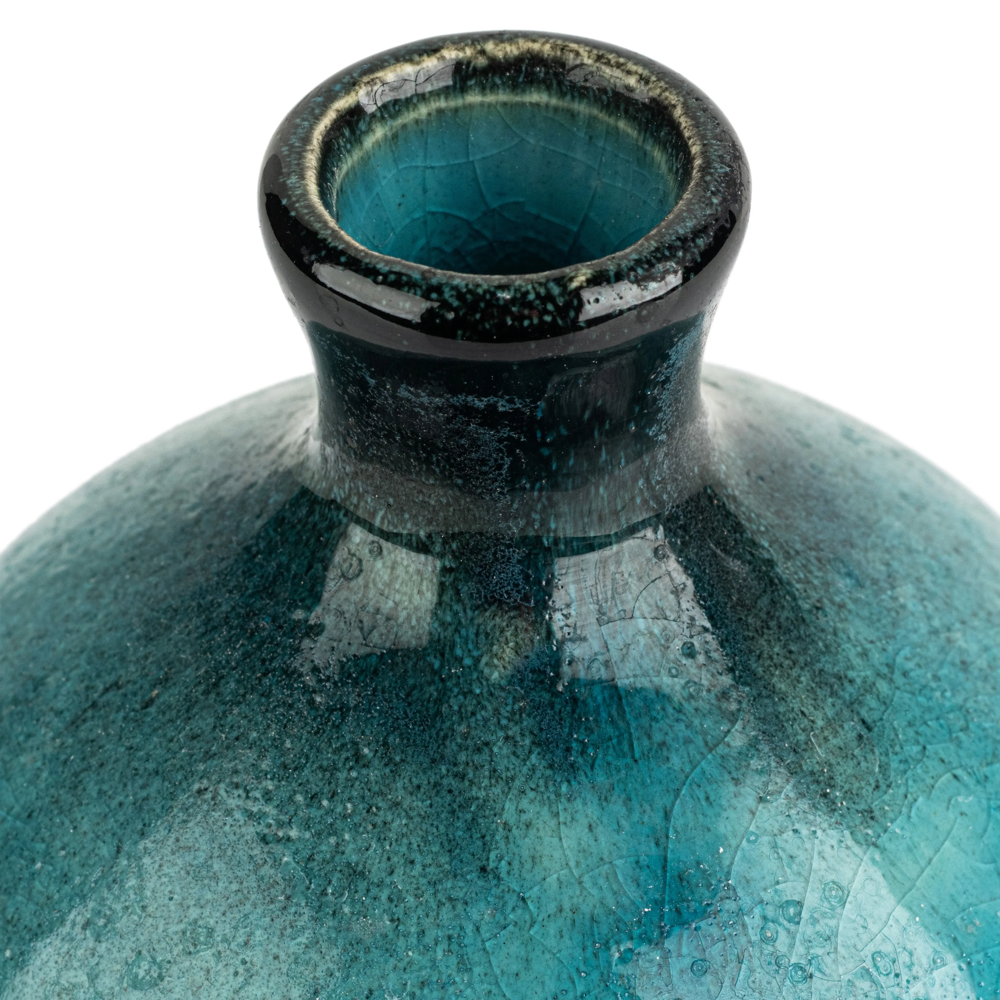 Round Blue Crackleglaze Small Japanese Vase