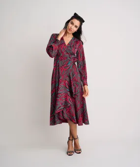 Satin Paisley Wrap Kayla Dress