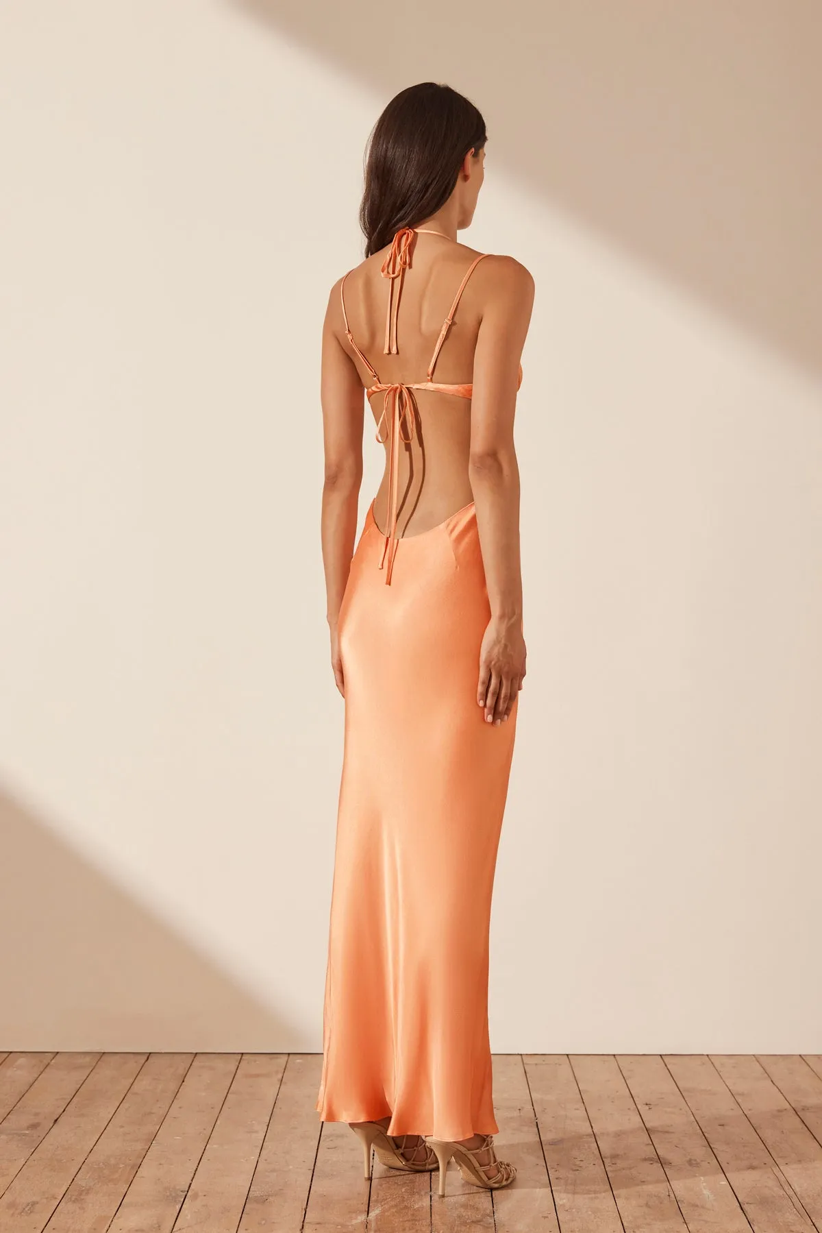 SHONA JOY ARIENZO CUT OUT OPEN BACK MAXI DRESS - GRAPEFRUIT
