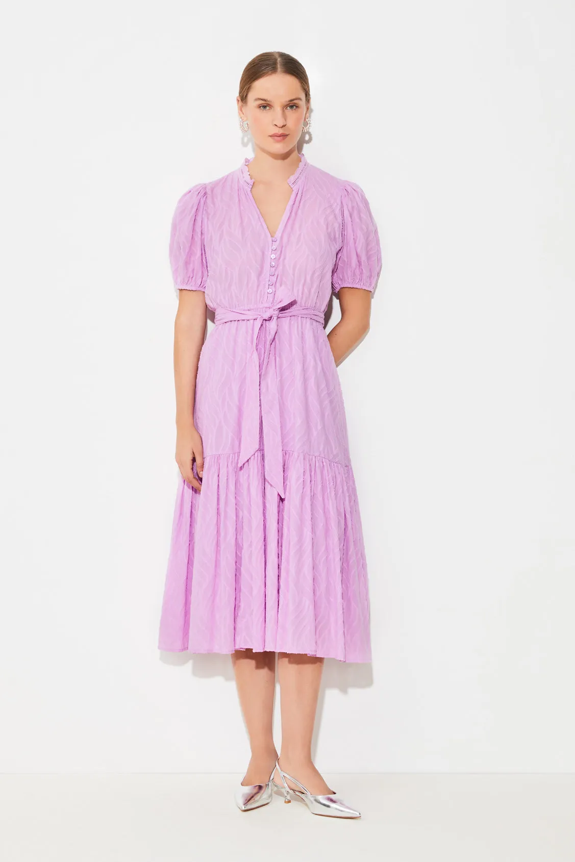 Suncoo Carla Mauve Midi Dress