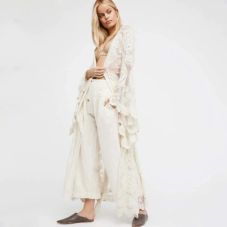White Lace Kimono Slip Dress